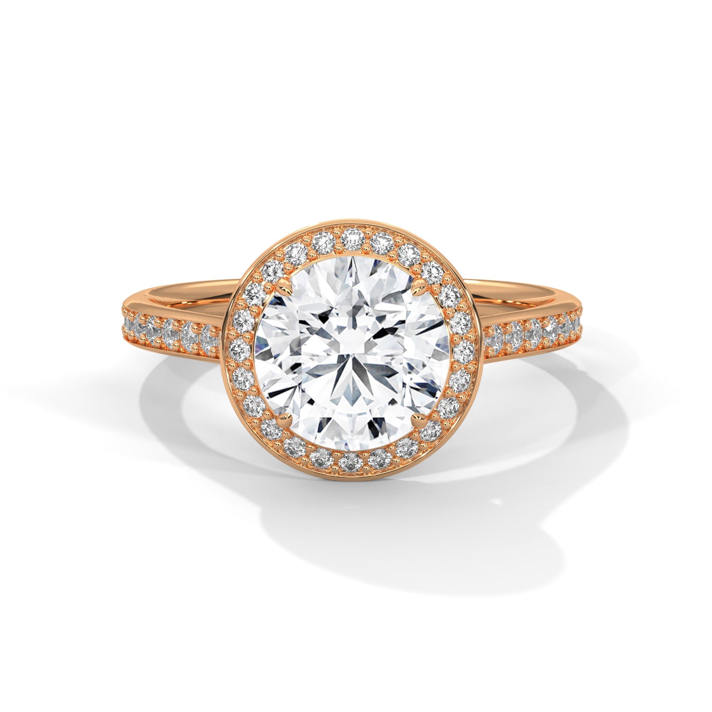 2ct Round Lab-Grown Diamond Engagement Ring, E - VVS2 Diamond Ring, Accent Stone bezel