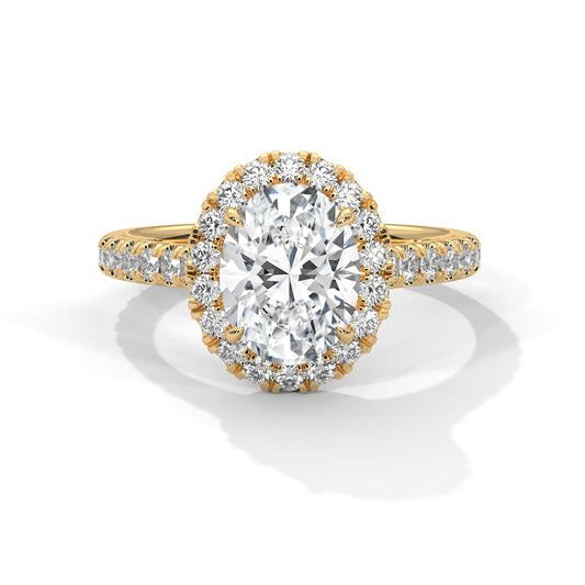 2 Carat Oval Lab-Grown Diamond Engagement Ring, E - VVS2 Diamond, 14K Gold Setting