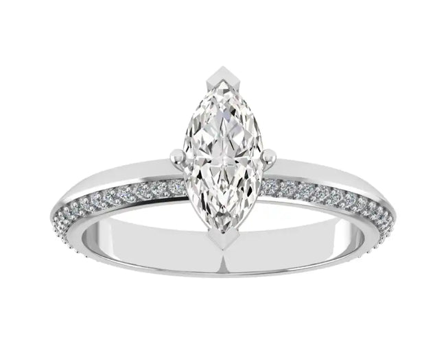 1CT Marquise-Cut Lab-Grown Diamond Knife Edge Engagement Ring