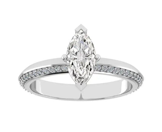 1CT Marquise-Cut Lab-Grown Diamond Knife Edge Engagement Ring