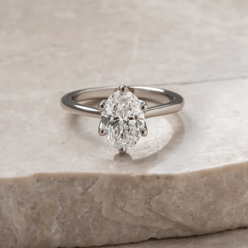2 Carat Oval Cut Lab Grown Diamond Solitaire Engagement Ring in Gold – Elowen