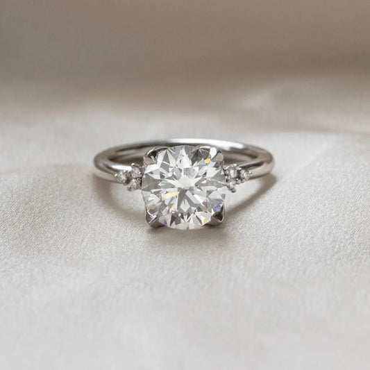 2.50 Carat Lab Grown Round Diamond Cluster Engagement Ring - Hugi
