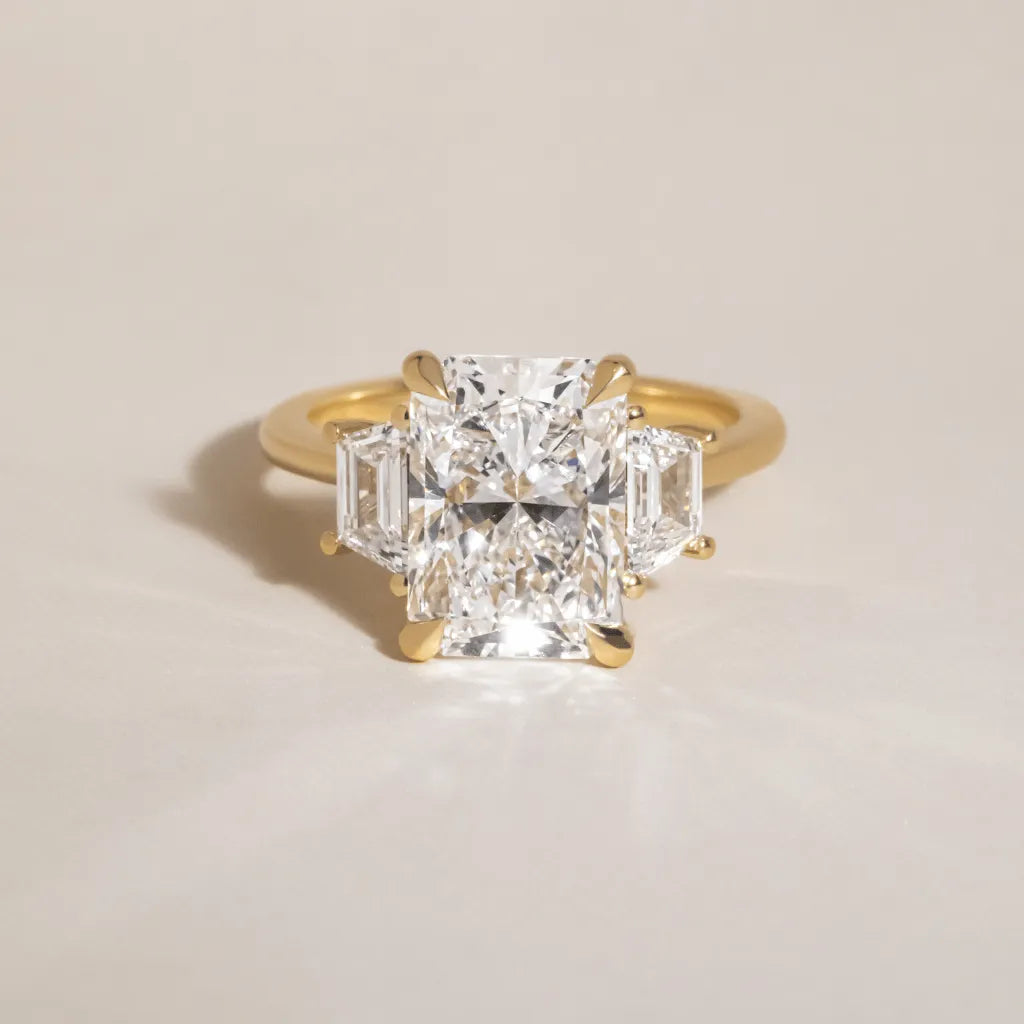 Aurelia Radiant-Cut 4.00 Carat Lab-Grown Diamond Three-Stone Ring – Yellow Gold