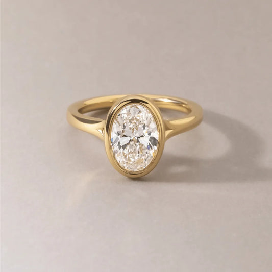 2.00 Carat Lab-Grown Oval Diamond Solitaire Engagement Ring in Yellow Gold – Elowen