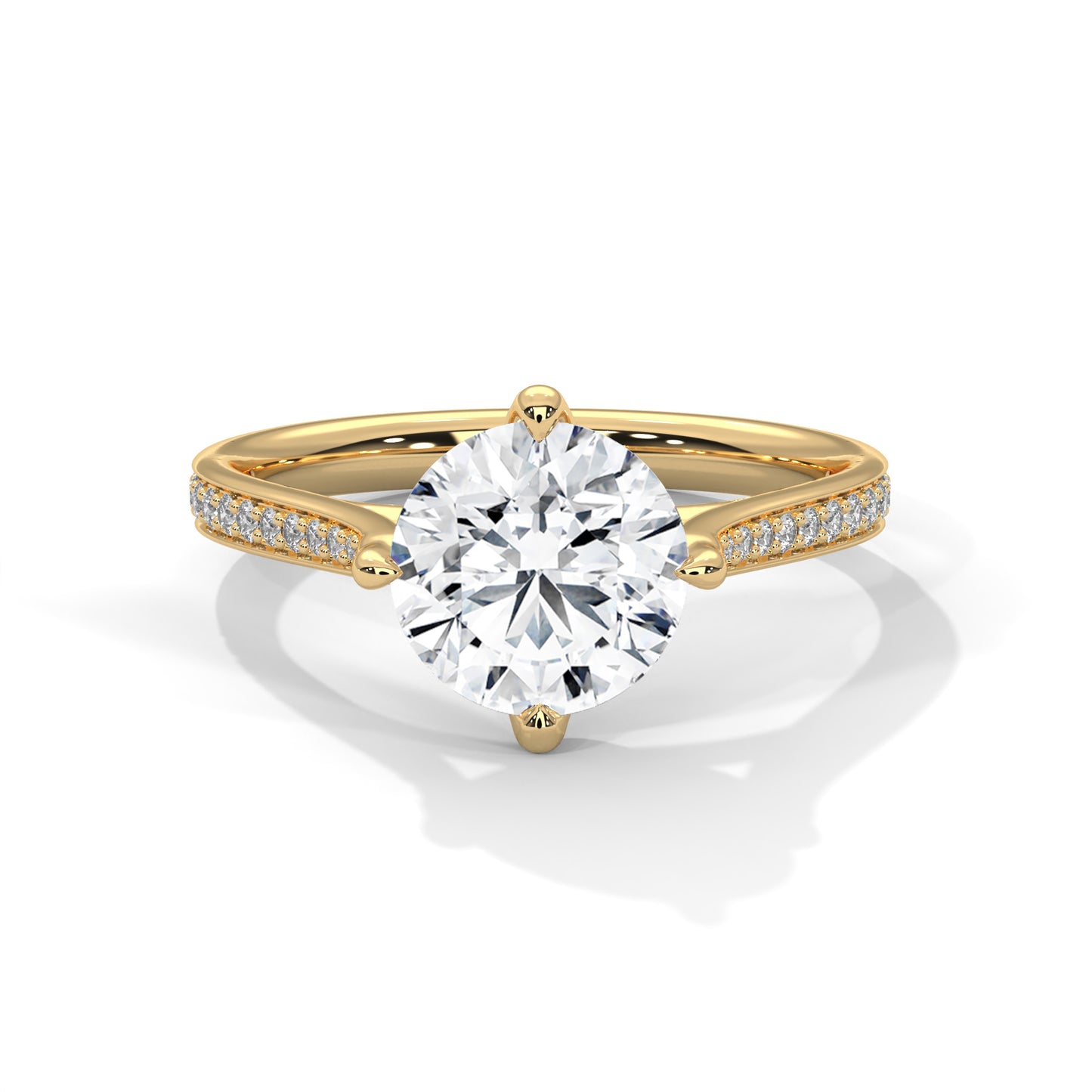 3 Carat Round E VVS2 Lab-Grown Diamond Engagement Ring, 14K Gold
