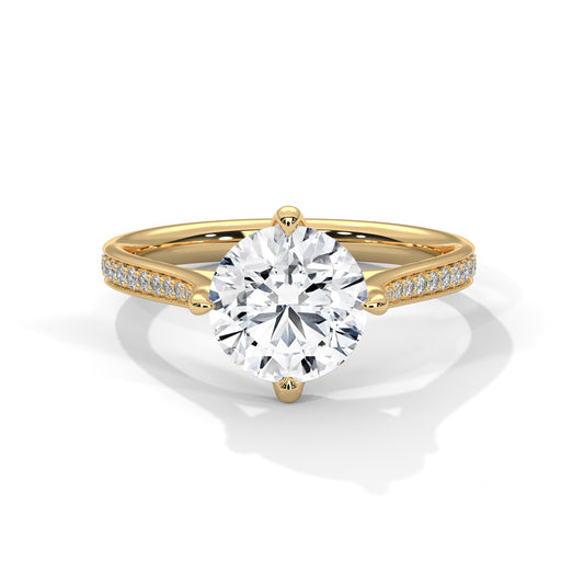 3 Carat Round E VVS2 Lab-Grown Diamond Engagement Ring, 14K Gold