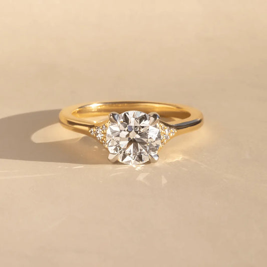 1.50 Carat Round Cut Lab Grown Diamond Vintage Engagement Ring in Two-Tone Gold – Eleanor