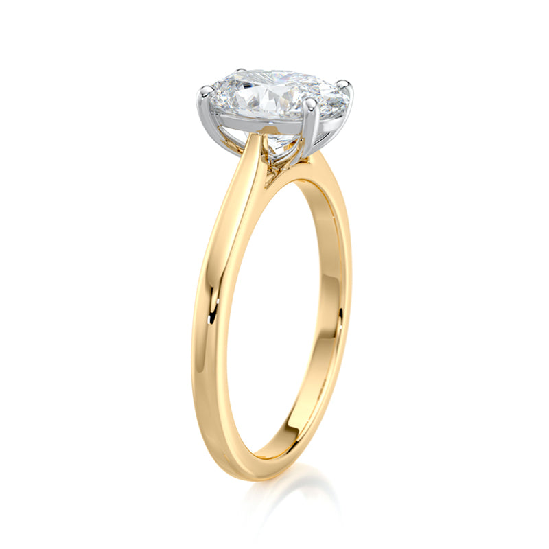 1.50 CT Oval E-VVS2 Lab Grown Diamond tapered Cathedral Setting