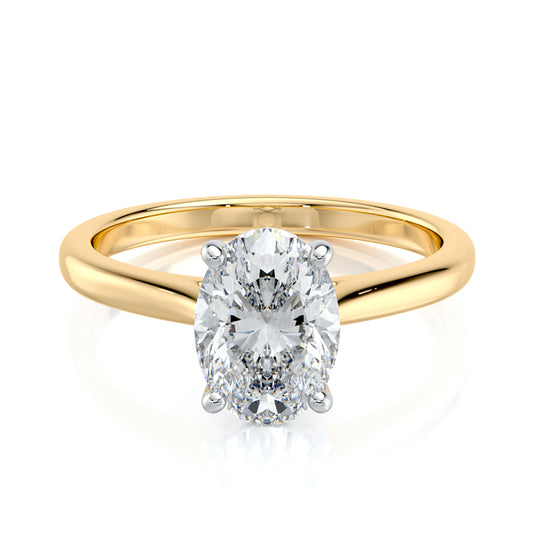 1.50 CT Oval E-VVS2 Lab Grown Diamond tapered Cathedral Setting