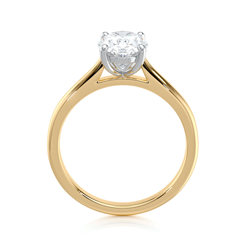 1.50 CT Oval E-VVS2 Lab Grown Diamond tapered Cathedral Setting