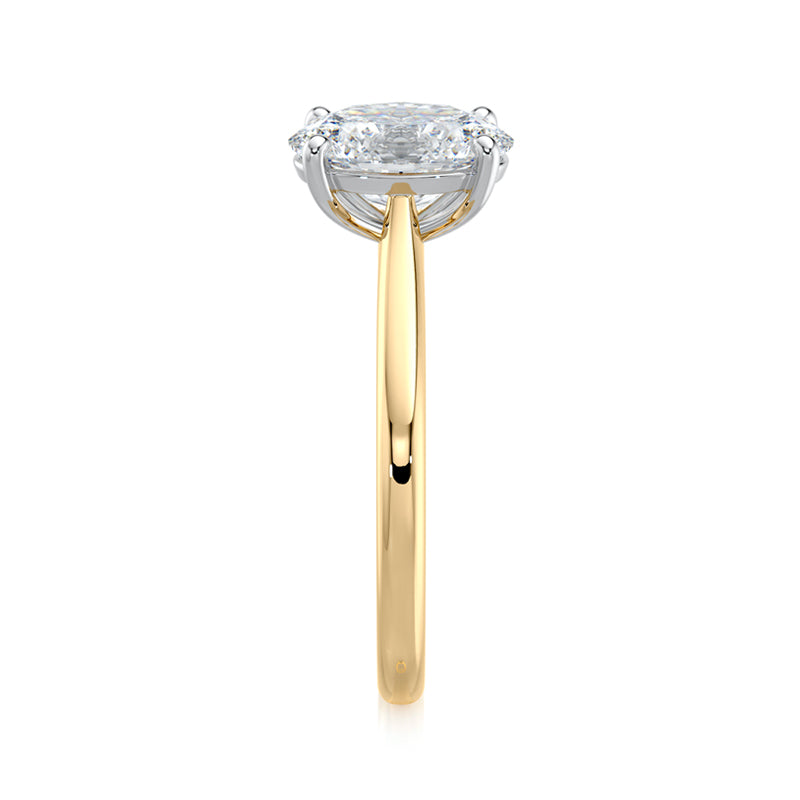 1.50 CT Oval E-VVS2 Lab Grown Diamond tapered Cathedral Setting