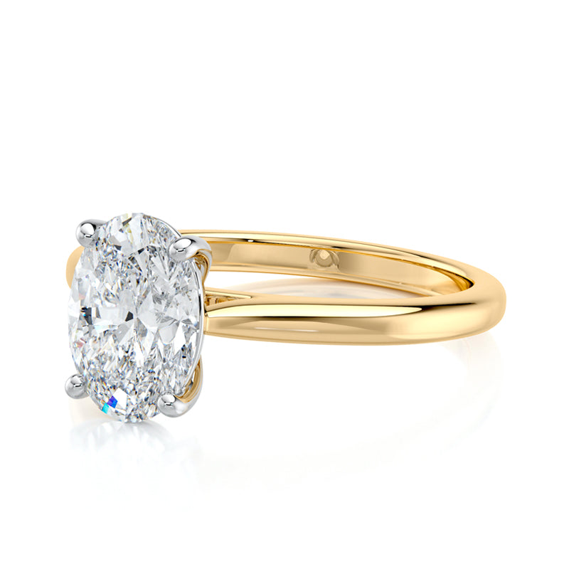 1.50 CT Oval E-VVS2 Lab Grown Diamond tapered Cathedral Setting