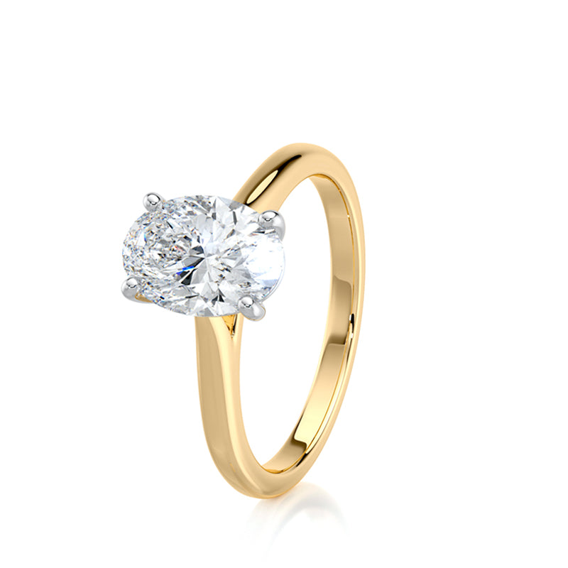 1.50 CT Oval E-VVS2 Lab Grown Diamond tapered Cathedral Setting