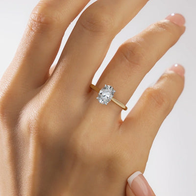 1.50 CT Oval E-VVS2 Lab Grown Diamond tapered Cathedral Setting
