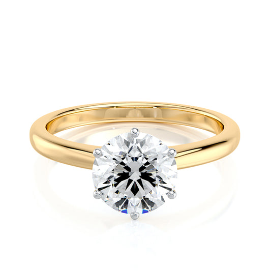 1.50 CT E-VVS2 Lab Grown Diamond Ring Tapered 6 Prong Cathedral