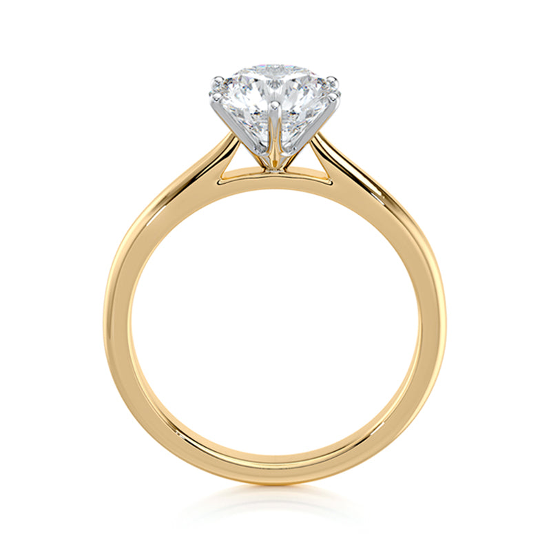 1.50 CT E-VVS2 Lab Grown Diamond Ring Tapered 6 Prong Cathedral