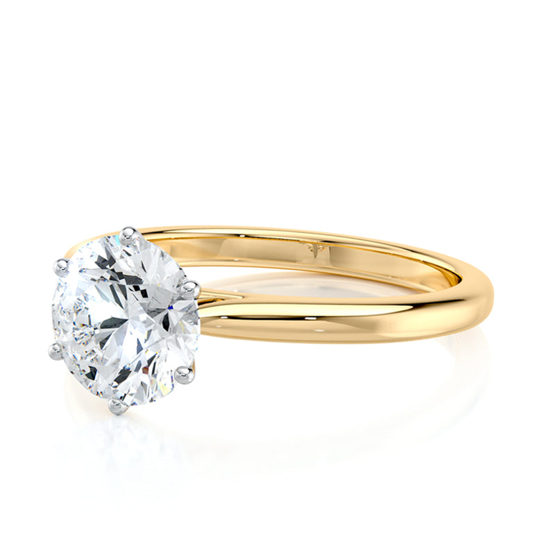 1.50 CT E-VVS2 Lab Grown Diamond Ring Tapered 6 Prong Cathedral