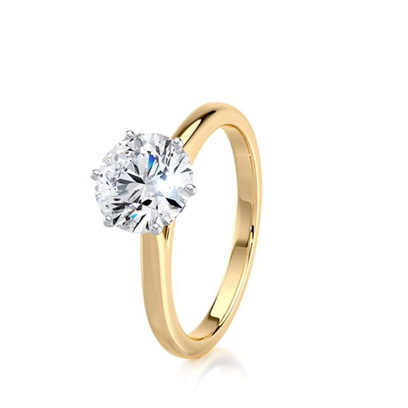 1.50 CT E-VVS2 Lab Grown Diamond Ring Tapered 6 Prong Cathedral