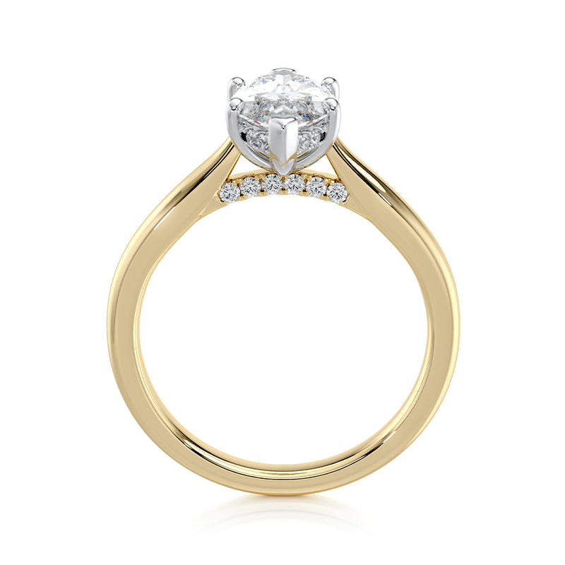 1.50 CT Marquise E-VVS2 Lab Grown Diamond Engagement Ring With Hidden Halo