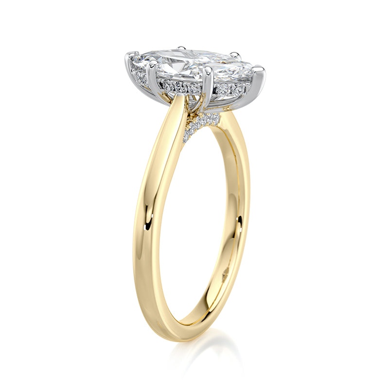 1.50 CT Marquise E-VVS2 Lab Grown Diamond Engagement Ring With Hidden Halo