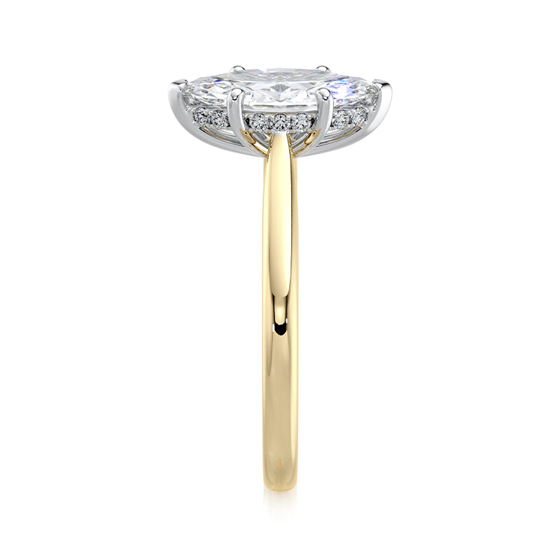 1.50 CT Marquise E-VVS2 Lab Grown Diamond Engagement Ring With Hidden Halo