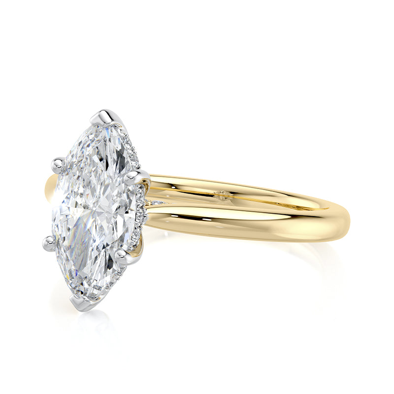 1.50 CT Marquise E-VVS2 Lab Grown Diamond Engagement Ring With Hidden Halo