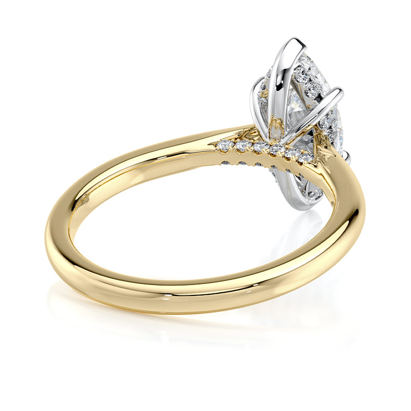 1.50 CT Marquise E-VVS2 Lab Grown Diamond Engagement Ring With Hidden Halo