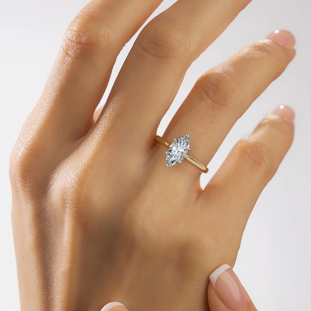 1.50 CT Marquise E-VVS2 Lab Grown Diamond Engagement Ring With Hidden Halo