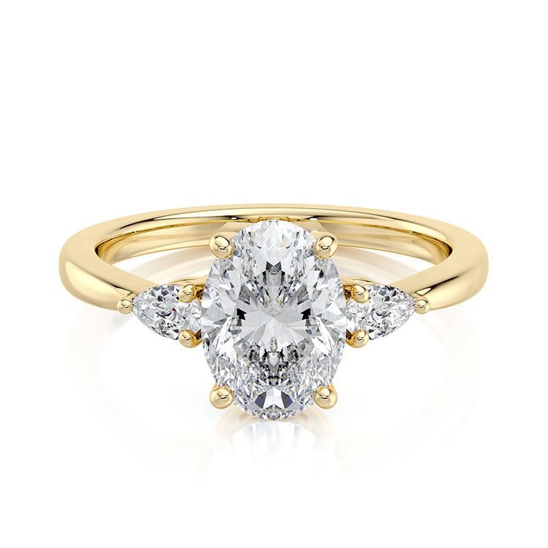 2 CT Oval E-VVS2 Lab Grown Diamond Engagement Ring Three Stone Ring