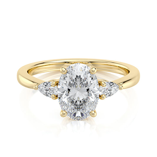 2 CT Oval E-VVS2 Lab Grown Diamond Engagement Ring Three Stone Ring