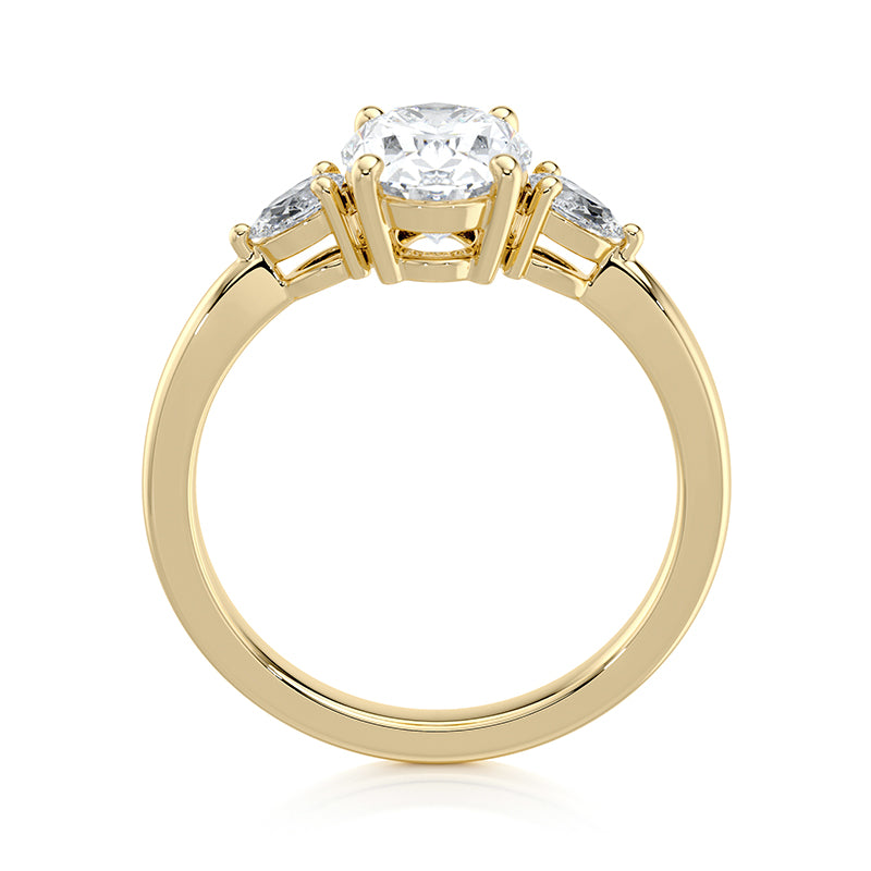 2 CT Oval E-VVS2 Lab Grown Diamond Engagement Ring Three Stone Ring