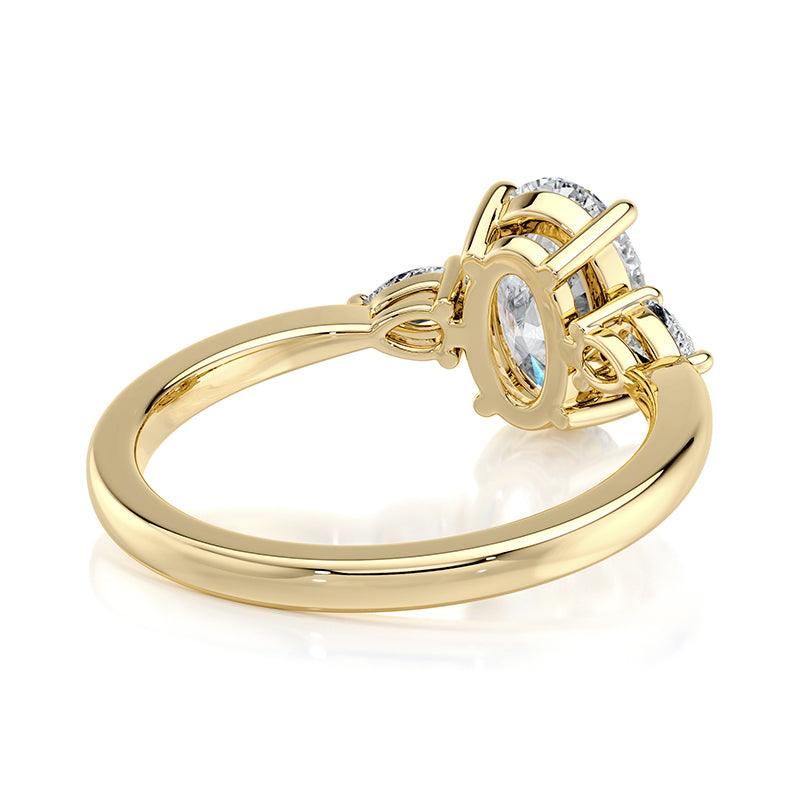 2 CT Oval E-VVS2 Lab Grown Diamond Engagement Ring Three Stone Ring