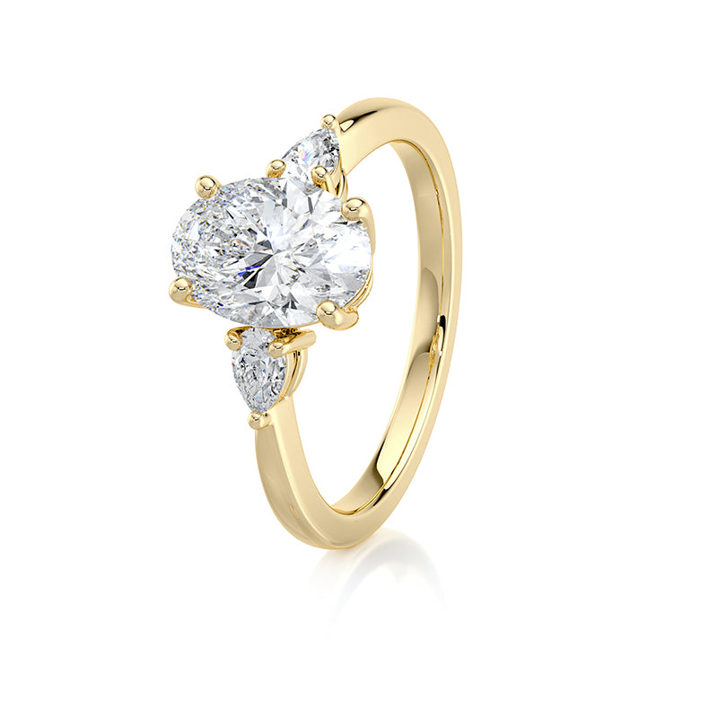 2 CT Oval E-VVS2 Lab Grown Diamond Engagement Ring Three Stone Ring