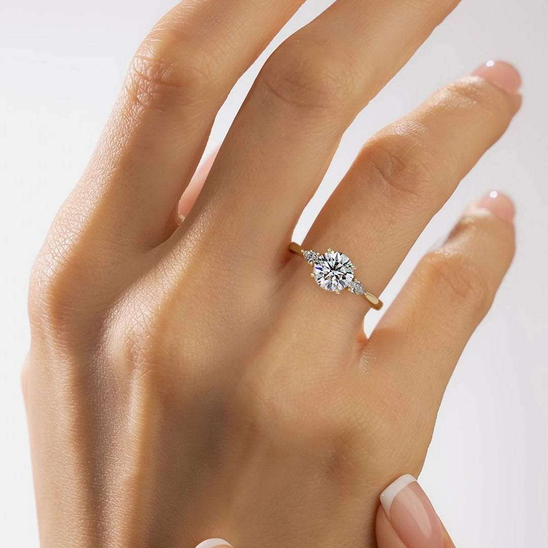 1.50 CT Round E-VVS2 Lab Grown Diamond Triology Ring