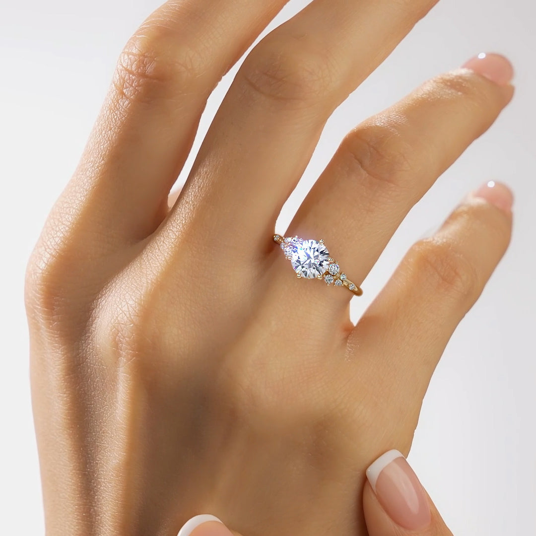 1.50 CT Round E-VVS2 Lab Grown Diamond Cluster Ring