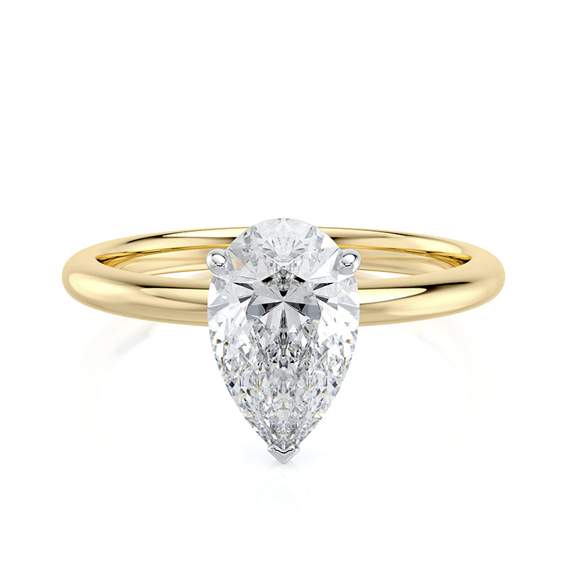 2CT Pear E-VVS2 Lab Grown Diamond Engagement Ring