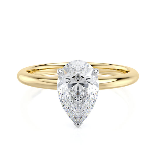 2CT Pear E-VVS2 Lab Grown Diamond Engagement Ring
