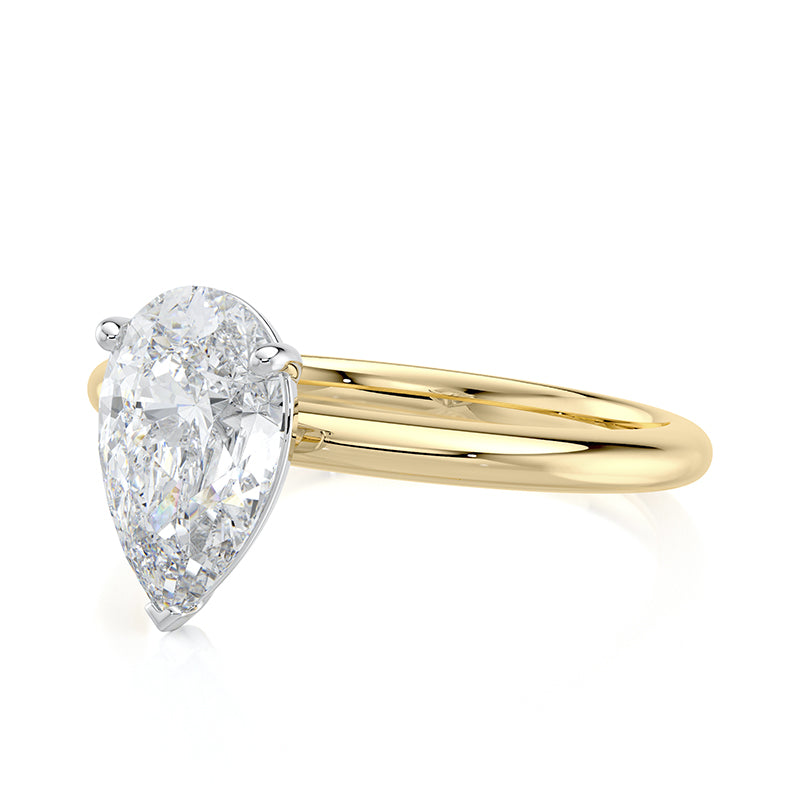 2CT Pear E-VVS2 Lab Grown Diamond Engagement Ring
