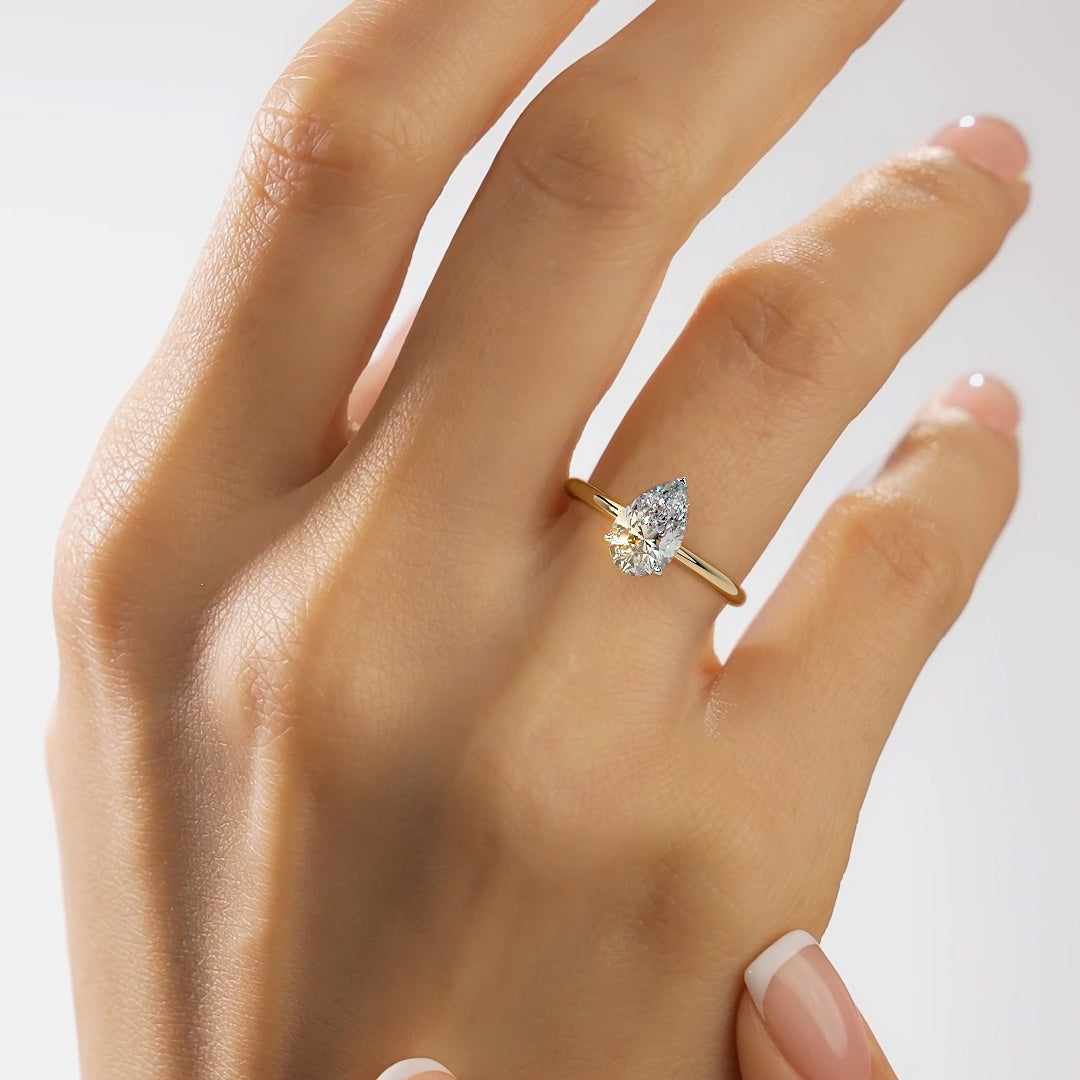 2CT Pear E-VVS2 Lab Grown Diamond Engagement Ring