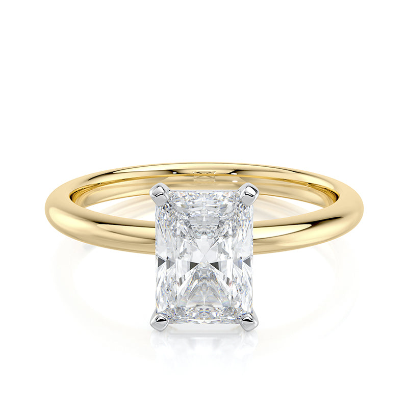 2 CT Radiant E-VVS2 Lab Grown Diamond Ring Two Tone Customization Available