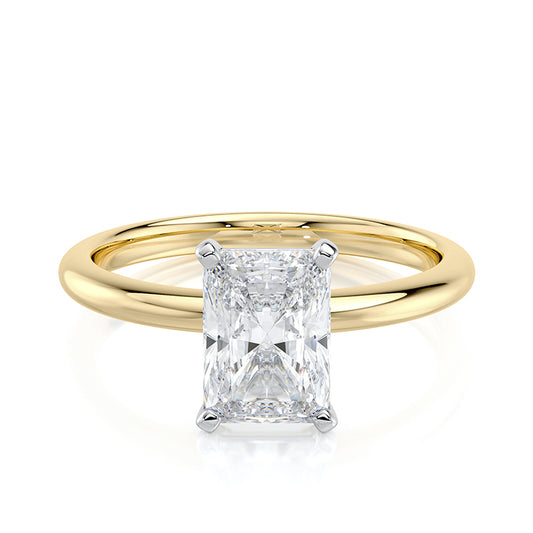 2 CT Radiant E-VVS2 Lab Grown Diamond Ring Two Tone Customization Available