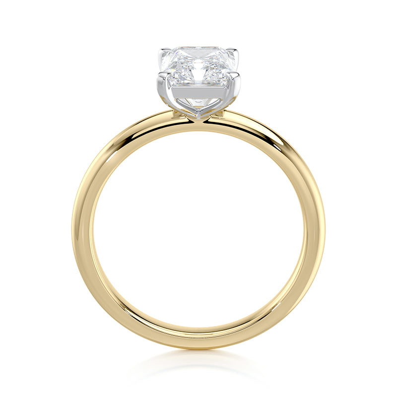 2 CT Radiant E-VVS2 Lab Grown Diamond Ring Two Tone Customization Available