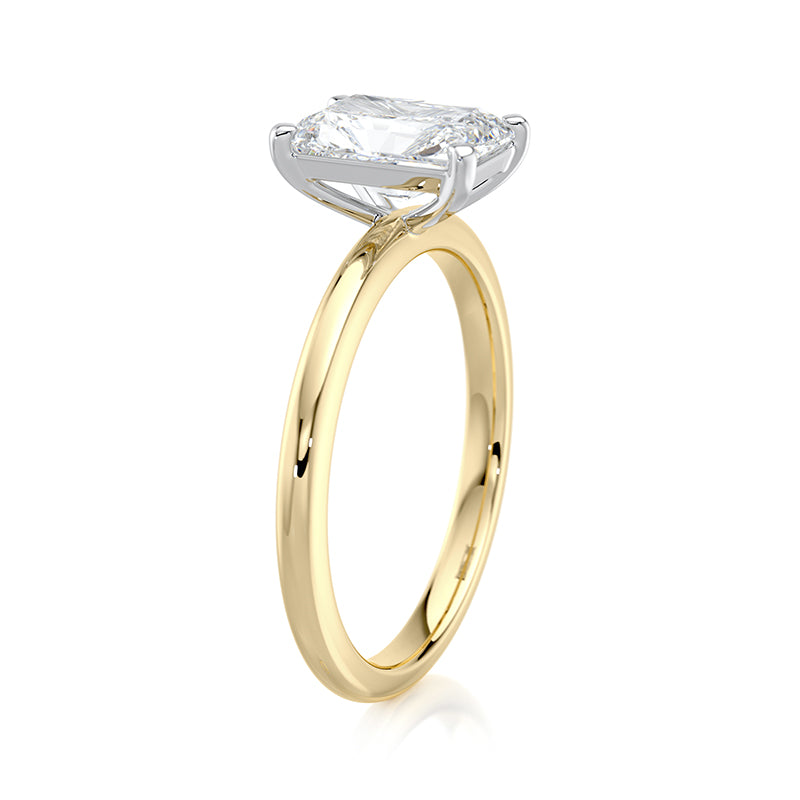 2 CT Radiant E-VVS2 Lab Grown Diamond Ring Two Tone Customization Available