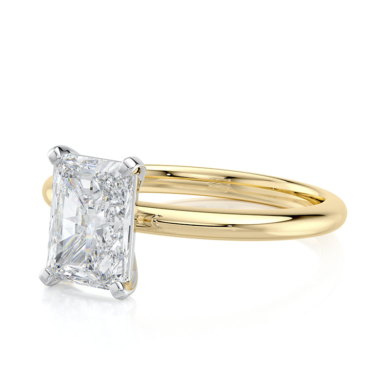 2 CT Radiant E-VVS2 Lab Grown Diamond Ring Two Tone Customization Available