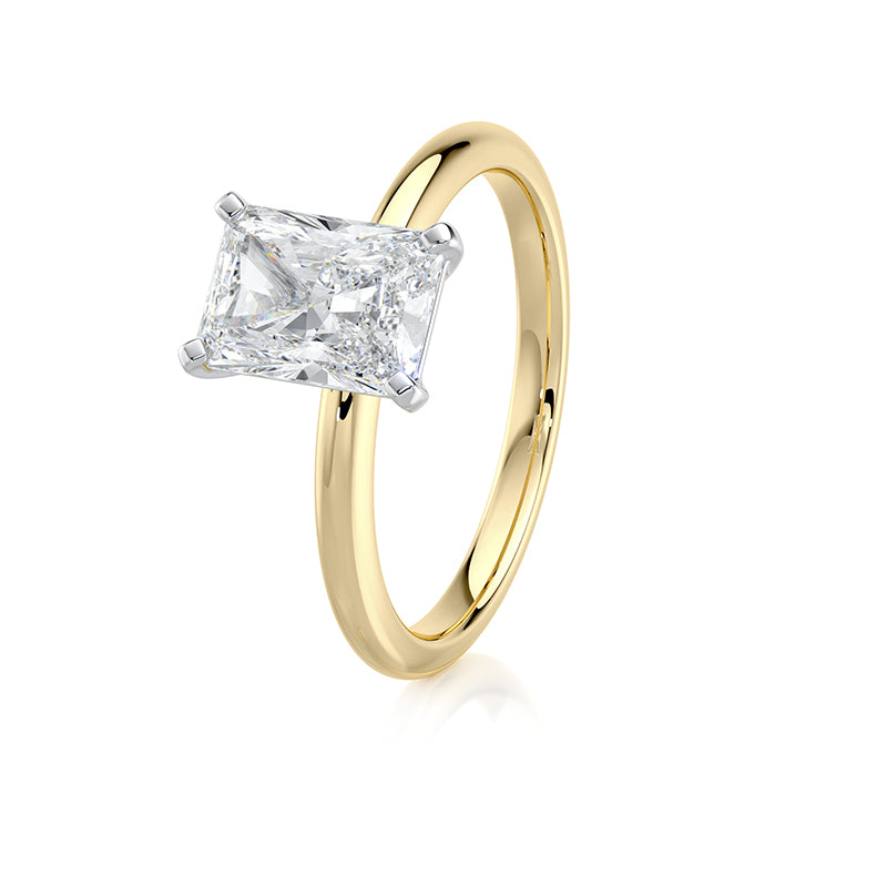2 CT Radiant E-VVS2 Lab Grown Diamond Ring Two Tone Customization Available