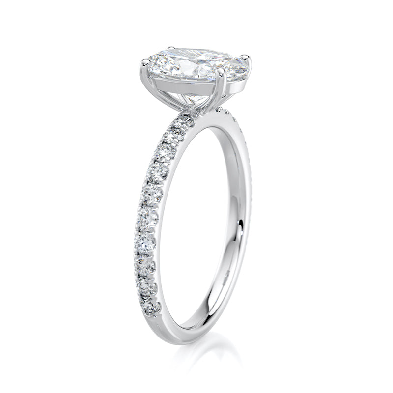 2 ct Oval E-VVS2 Lab Grown Diamond Engagement Ring Pave Set With Hidden Halo
