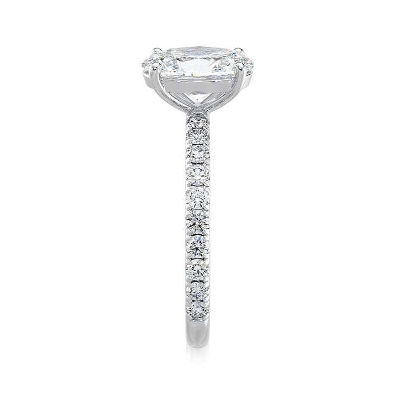 2 ct Oval E-VVS2 Lab Grown Diamond Engagement Ring Pave Set With Hidden Halo