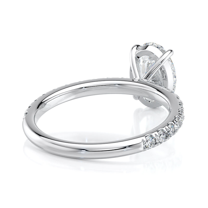 2 ct Oval E-VVS2 Lab Grown Diamond Engagement Ring Pave Set With Hidden Halo