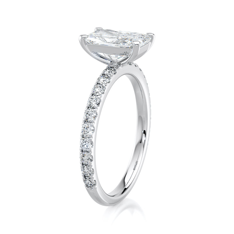 1.50 CT Radiant E-VVS2 Lab Grown Diamond Basket Pave Set Ring