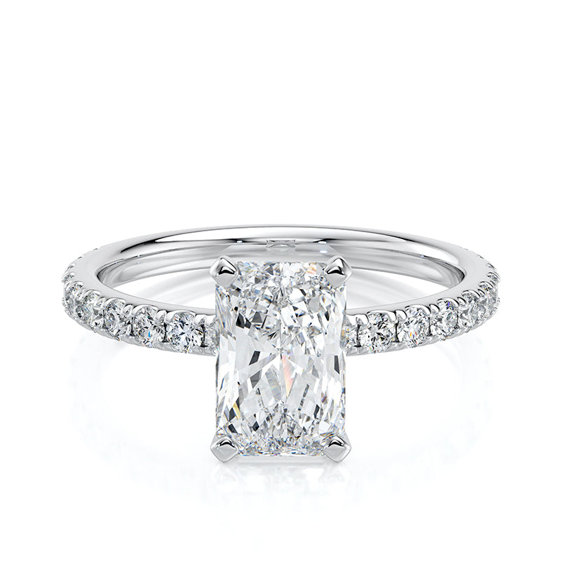 1.50 CT Radiant E-VVS2 Lab Grown Diamond Basket Pave Set Ring